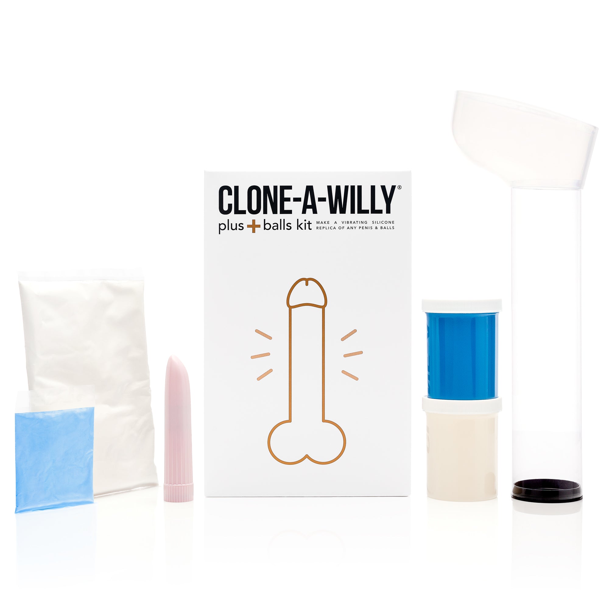 Penis Plus Balls <br>DIY Dildo Kit <br>Glow In The Dark Blue