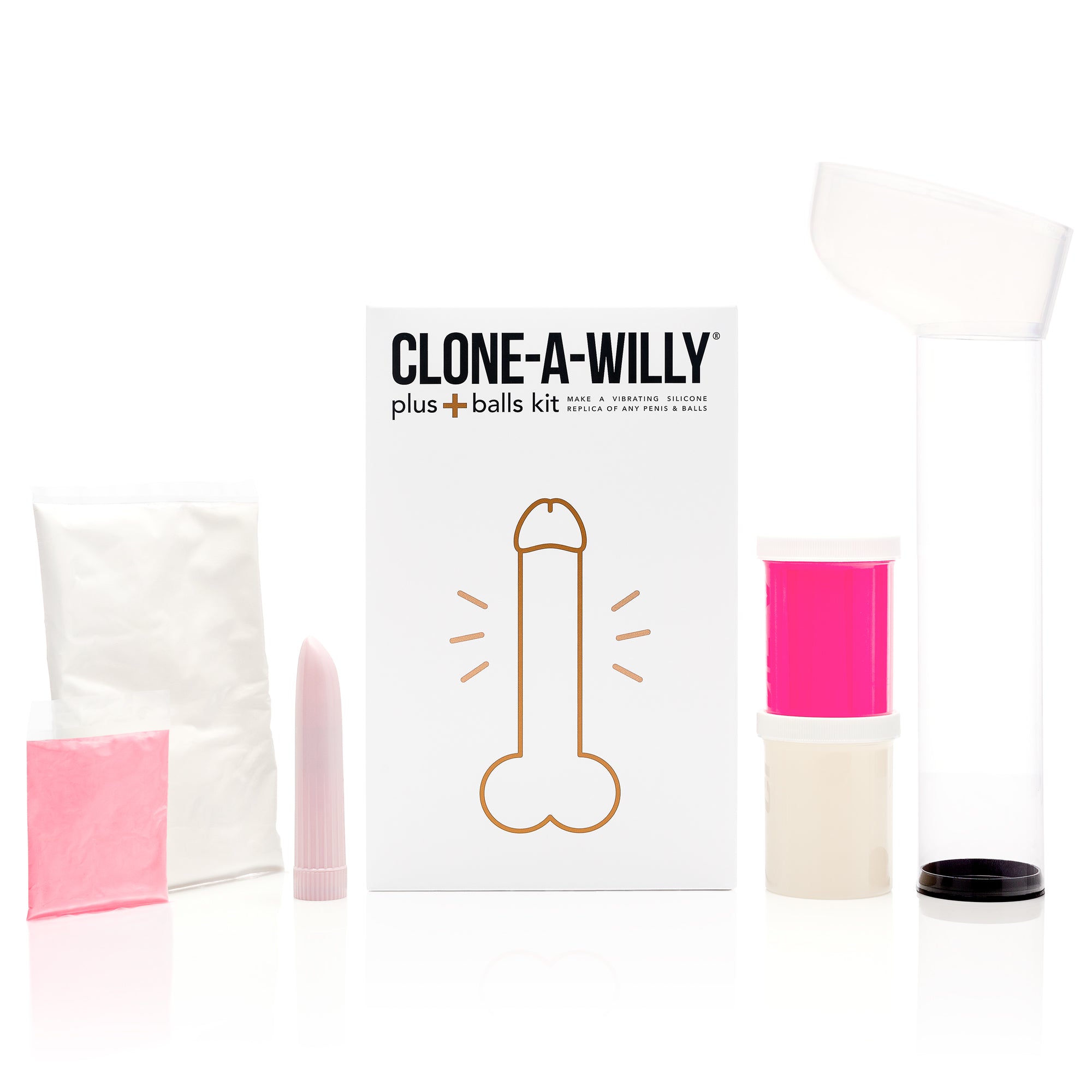 Penis Plus Balls <br>DIY Dildo Kit <br>Glow In The Dark Hot Pink