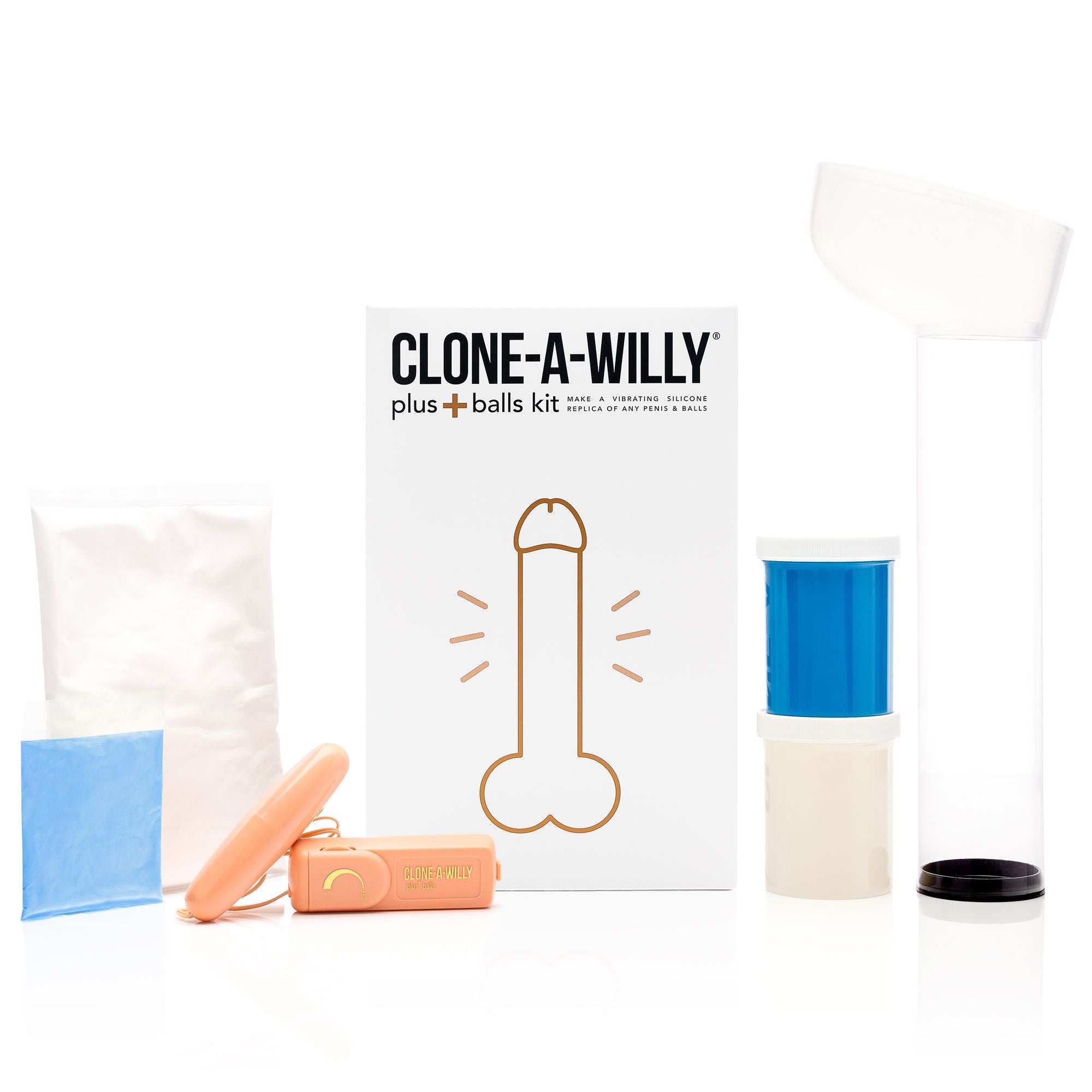 Penis Plus Balls <br>DIY Dildo Kit <br>Glow In The Dark Blue