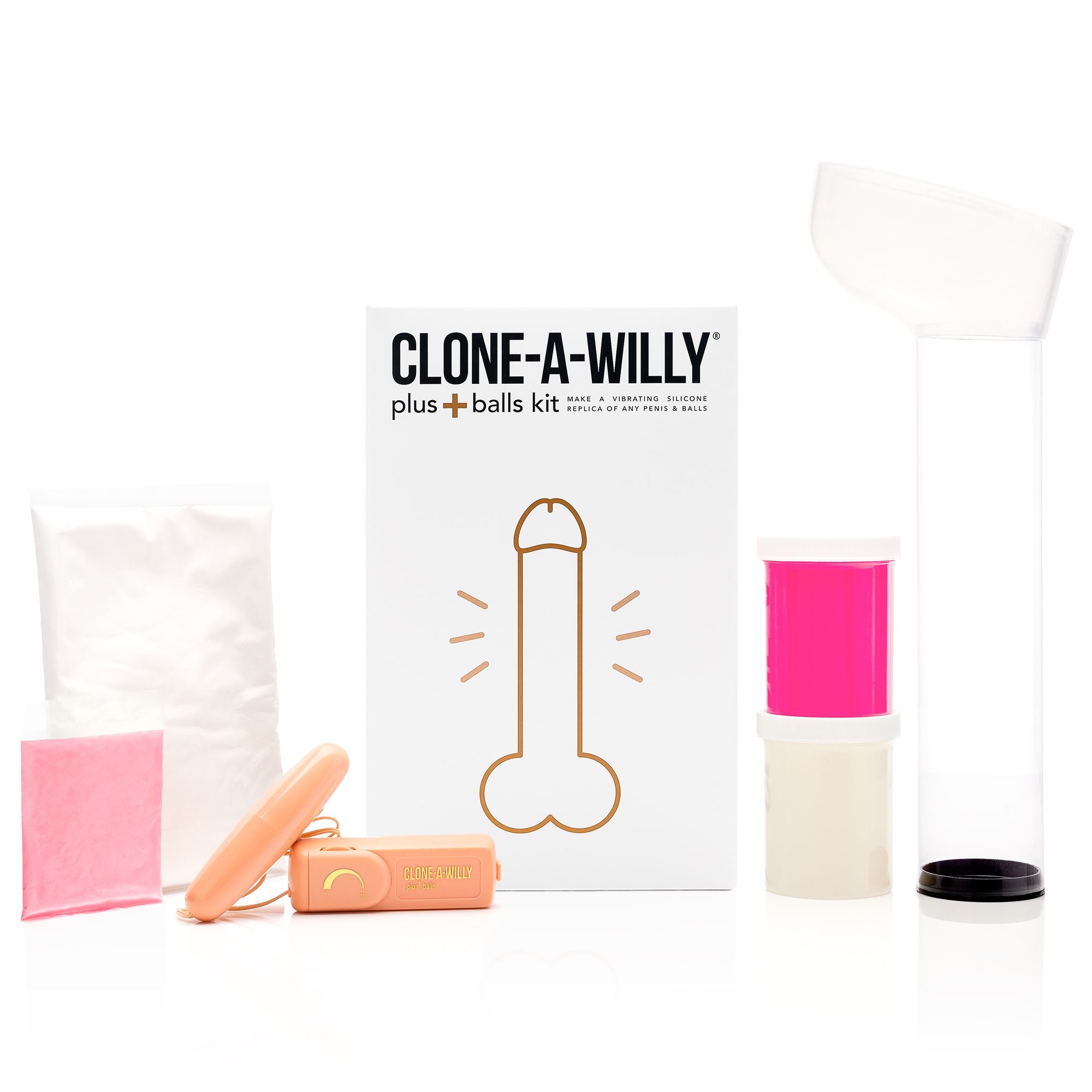 Penis Plus Balls <br>DIY Dildo Kit <br>Glow In The Dark Hot Pink